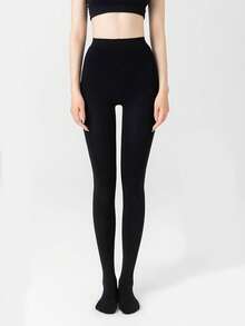 200克/条 冬季保暖加厚带衬里踩脚裤，黑色不透明高腰紧身打底裤（70公斤及以下请选择小号）