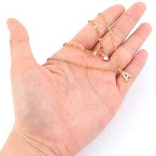 Bộ 2 chiếc mặt dây chuyền hình trái tim chữ cái phong cách tối giản bằng thép không gỉ dành cho nữ. - Vàng - Xem 3