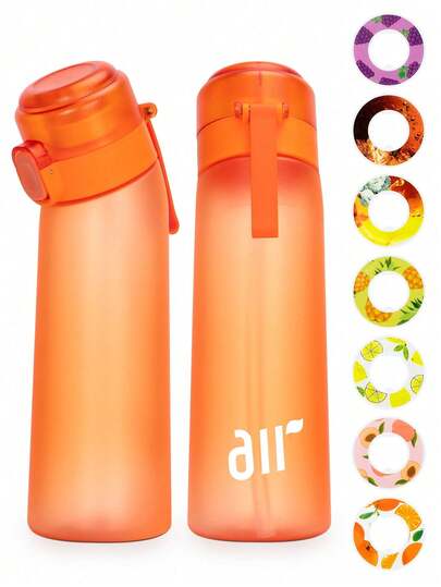 1PC Sports Water Bottle, Water Bottle Starter Set, Contains 1 Random Circle Shape Flavor Pack, 0 Sugar 0 Calorie Flavor Pack, Valentine's Day Gift, Birthday Gift, Great For Gym, School, Choose Randomly From 7 Flavors