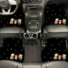 4pcs Cute Bear/Donut Pattern Car Floor Mats, Soft Plush Lining, Easy Installation - Fit For Sedan, SUV, Enhanced Car Interior Accessories, Unisex Holiday Gift