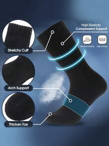 5 pares de calcetines gruesos y cálidos forrados de polar - Regalo de Navidad cómodo y suave para papá, adecuado para clima frío, calcetines largos, invierno, calcetines negros, calcetines cálidos, calcetines gruesos casuales que absorben la humedad y cómodos, otoño/invierno, de larga duración