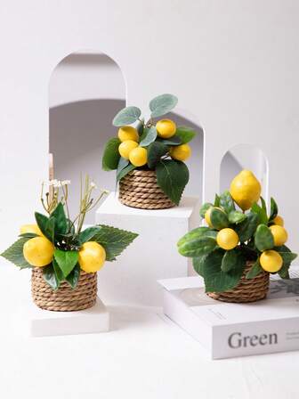 1/3pcs Artificial Lemon Plant In Pot, Seagrass Rope Braided, Includes Pot, PE Material, Three Styles Available. Ideal For: - Desktop Decor - School Dormitory & Office Decor - Party, Event, Festival & Birthday Party Decor Suitable For: - Home Entrance - Hotel & Restaurant - Living Room & Bedroom - Wedding Banquet - Kitchen & Garden Decor Seasonal Decor Greenery Accents Home Centre DecorValentine's Day Gift