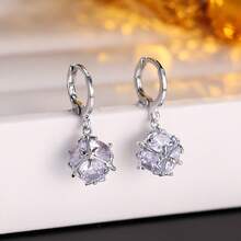 1 Pair Minimalist Fashion Cubic Zirconia Stud Earrings, Suitable For Daily Wear