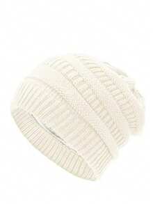 1 Stück Damen Lässig einfarbige gestrickte thermisch gefütterte 5-zackige Sternmütze für Winter und Herbst