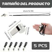 Silbatos Acero Inoxidable (Paquete de 5): Sonido Fuerte y Duraderos, Ideal para Árbitros y Deportes de Equipo - 1 - Ver 2