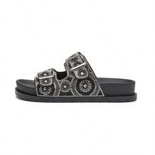 Women's Sandal Papete New Rhinestones With Adjustable Buckle Birken Meijile Original - 黑色 - 查看 2