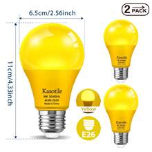 Kasotile LED Colored Light Bulbs,A60 9Watts (60W Equivalent),E26 Standard Medium Base, Non-Dimmable For Wedding Halloween Christmas Party Bar Decor And Photographyscene(2 Packs)
