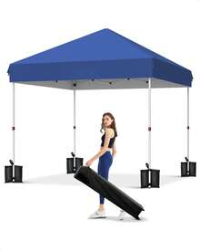 Pop Up Canopy Tent,Outdoor Canopy,10*10FT Commercial Instant Tent Without Sidewall,Portable Sun Shelter With Carry Bag,One-Person Set Up For Picnic Camping Events - Azul - Ver 8