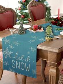 1 pieza Camino de mesa con diseño de carta navideña azul, Decoración navideña para mesa, Camino de mesa tipo lino para Navidad, Camino de mesa, Camino de mesa, 1 pieza Camino de mesa, 4 piezas Individuales, 1 pieza Funda de cojín, 3 productos disponibles, Decoración de hogar de temporada para interiores/exteriores, Decoración de hogar de invierno, Decoración navideña, Decoración de habitación navideña, Decoración de fiesta navideña - Multicolor - Ver 16