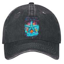 Ocean Breeze Smell, Feel, Hear, Relax Hats Vintage Washed Baseball Cap - 黑色 - 查看 1