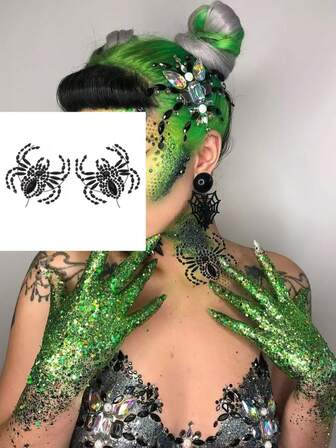 Spider, Fireworks, Glamorous Shiny Colorful Iridescent Women Nipple Covers & Anti-Chafing Sweat Pads Body Gems