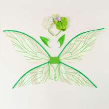 1 set d'ailes de lutin vertes avec serre-tête + accessoires d'oreilles de lutin, accessoires de déguisement pour le thème des contes de fées