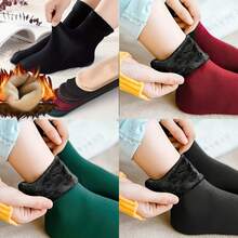 6 Paar ultra-warme unisex Thermosocken - weich, atmungsaktiv und dehnbar Mittelhoch Stiefel Socken für kaltes Wetter - Fleece gefüttert, einfarbig, Handwäsche empfohlen für langanhaltenden Komfort