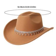 Stylish White Western Cowboy Hat With Rhinestone  Fringe For Party  Vacation - Black - View 11