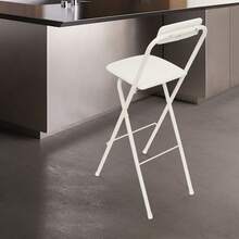 Foldable Bar Chair, Tall Folding Chair 29.5 Inch Seat Height, Portable White Counter Height Stool With Cushion, No Assembly Required - 白色 - 查看 7