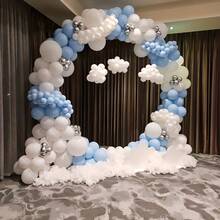 207-Piece White Macaron Blue Metallic Silver Balloon Wreath Kit - Foil Balloons, Perfect For Weddings, Gender Reveal Parties, Birthdays, Valentine's Day, Christmas Decorations - Party Decorations With Cloud And Floral Designs - Multicolor - View 1
