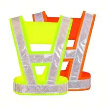 Chaleco de reflectante de alta visibilidad para correr y andar en bicicleta por la noche - Ajustable, ligero, verde fluorescente/naranja, cierre autoadhesivo, material de poliéster