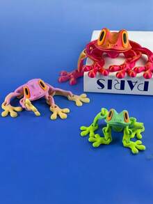 Juguete antiestrés de rana 3D impresa realista, juguete de animal pequeño flexible y articulado, juguete antiestrés lindo para jugar y exhibir - Multicolor - Ver 6