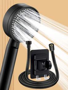 淋浴喷头 优质 ABS 5 模式高压淋浴喷头，淋浴系统 - 选择单件或带支架的全套 - 黑色 - 查看 8