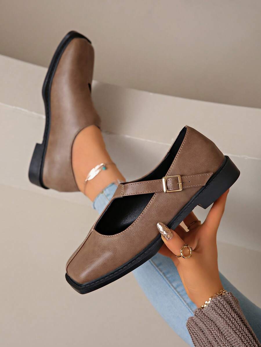 2026 Neue Damen Mode Luxus Schuhe, Luxus Schnallen Design, Quadratische Zehen Mary Jane Schuhe, Vielseitige Ganzjahres Loafer, 2026 Neue Bestseller Damen Flache Schuhe