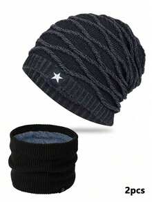1 pieza/2 piezas Gorro de invierno para hombres con gorro de punto de terciopelo, gorro de punto cálido, gorro Baotou para exteriores, gorro apilable, capucha a prueba de viento y frío, capucha de cuello cálido de invierno, capucha para ciclismo de hombres, máscara facial a prueba de frío y de terciopelo grueso a prueba de viento, cubierta para el cuello cervical
