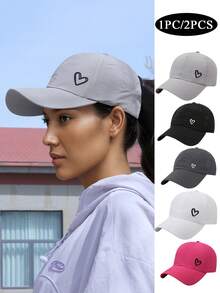 1/2 Stücke Unisex Baseballkappe mit besticktem Herz, Sportkappe mit hohem Pferdeschwanz und verstellbarem Verschluss, atmungsaktives Mesh-Paneel Design, geeignet für Golf, Outdoor-Wandern und den täglichen Gebrauch
