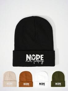 1pc Embroidered Moon Pattern Knit Beanie, Outdoor Cold-Proof Casual Versatile Winter Warm Hat Suitable For Daily Commute Accessories For Winter Mens Winter Clothing