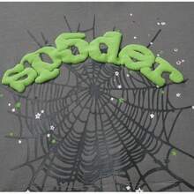 Spider Web Fashion Hip-Hop Printed Flower Hoodie, European And American  Brand Large-Sized Loose Men's And Women's Hooded Sweatshirt Set - 灰色 - 查看 7