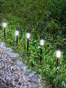 8pcs/10pcs/12pcs Solar-Powered Garden Lights, Outdoor Ground Plug-In Night Lighting Lawn Lights, With Waterproof Effect /35mAh, Suitable For Garden And Terrace Decoration, Outdoor Camping Light Decoration, Home Courtyard Street Lamp Decoration (White Light/Warm Light)