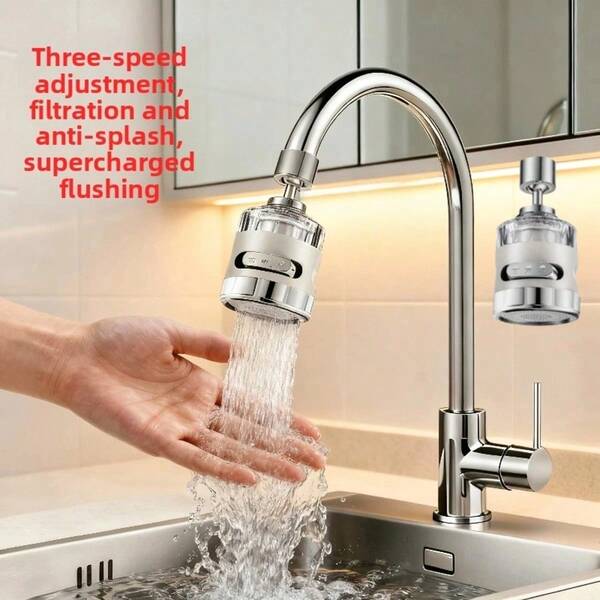 [Grifo de alta eficiencia y ahorro de agua mejorado] Diseño giratorio de 360°+ 3 modos de flujo de agua, control dual de agua fría y caliente con ajuste preciso de temperatura, fácil instalación que se adapta a diversos fregaderos, mejora la calidad de vida en el hogar, detalles de artesanía que muestran calidad, apariencia minimalista y elegante que se integra con diversos estilos de decoración, uso saludable de agua para la familia, mejora la felicidad de la vida en los detalles, una opción de alta rentabilidad que vale la pena tener.