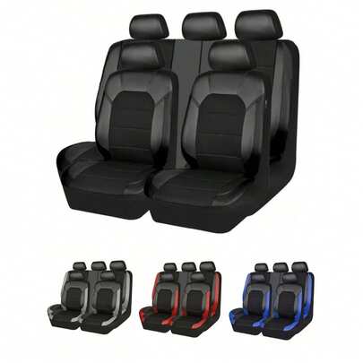 9 piezas/5 piezas/4 piezas/2 piezas Fundas para asientos de coche, hechas de tela de malla transpirable y cuero de PU, adecuadas para sedanes, SUV, camiones, con buena ventilación, compatibles con airbag y diseño con cremallera, regalo ideal para amigos, graduación, vuelta al colegio, Navidad, San Valentín, padres, Halloween, Acción de Gracias, cumpleaños, Año Nuevo y otras festividades, también adecuadas como regalos personalizados o de cumpleaños