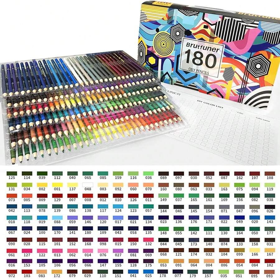 180 Colors Artist Colored Pencils Set For Adult Coloring Books, Soft Core, Professional Numbered Art Drawing Pencils For Sketching Shading Blending Crafting - 180 Colors-pP Box - View 1