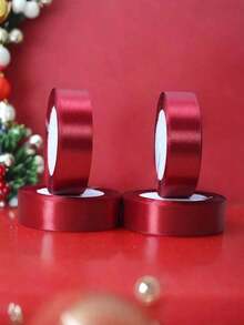 1 卷 25 码 1-5 厘米宽双面优质缎带，适用于 DIY 玫瑰装饰、礼品包装 - 婚礼派对蝴蝶结丝带，用于桌椅装饰、拱门、礼品盒、蛋糕装饰、服装配饰、编织，营造优雅的节日氛围，是蝴蝶结丝带、节日庆祝派对、节日礼物的理想选择 - 紅色 - 查看 4