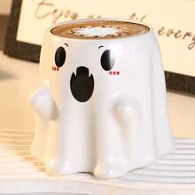 1pc 400ml Funny Embossed Elf Ceramic Coffee Mug, Cute Halloween Ghost Mug, "Trick Or Treat" Suitable For Gathering Or Gift To Friends