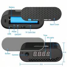 1080P HD WiFi Camera Indoor Home Security Camera Clock, 2.4GHz Wireless Remote Live View, Night Vision, Motion Detection, Loop Recording, Wireless Surveillance Camera For Home, Office, And Warehouse, With 32GB SD Card - Black - View 2