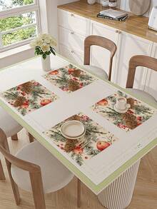 1pc Christmas Pine Cone Table Runner, Christmas Decorative Table Runner, Christmas Linen-Like Table Runner, Table Runner, Table Runner, 1pc Table Runner, 4pcs Placemats, 1pc Cushion Cover (Inner Cushion Not Included), 3 Products Available, Seasonal Home Decor For Indoor/Outdoor Winter Party, Christmas Home Decoration, Christmas Room Decor, Christmas Party Decoration - Multicolor - View 13