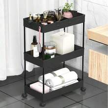 Carrito de Almacenamiento de 3 Niveles  Organizador Práctico y Versátil - Negro - Ver 6