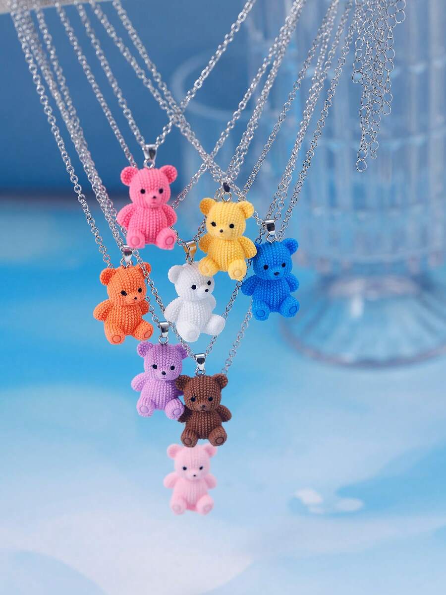 Uroczy naszyjnik z wisiorkiem w kształcie misia z kreskówki, kreatywna biżuteria dla studentów, naszyjnik w stylu hip-hopowym.