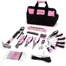 Juego de herramientas de reparación para el hogar de 290 piezas en rojo con bolsa de almacenamiento de boca ancha SW-GJB002 - Rosa - Ver 3