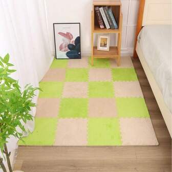 20pcs Interlocking Carpet Tiles, Large Area Rug For Living Room, Soft Plush Puzzle Mat, Thick Anti-Collision Crawling Mat For Bedroom