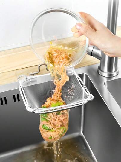 Stainless Steel Tri-Holder Filter, Tri-Holder Filter With, Sink Filter Strainer, Kitchen Leftover Sink Strainer, Side Sink Strainer, Corner Sink Strainer For Kitchen Sink, Kitchen Sink Mesh Bag, Kitchen Supplies Kitchen Items Kitchen Accessories Kitchen Tools