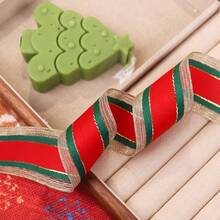9 Meter/Rolle Weihnachts-Rot & Grün kariertes Satinband, goldgestreiftes Tricolor-Patchwork-Kantband, geeignet für DIY Weihnachtsbasteleien, Geschenkverpackung, Weihnachtskränze, Feiertags-Dekorationen - Verschiedenfarbig - Übersicht 12