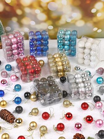 24pcs/Set 1.18inch Mini Shatterproof Christmas Balls, Creative Home Decor Christmas Ornaments, Christmas Tree Hanging Pendants, Christmas Decorative Hanging Balls For Holiday Party, Christmas Party, Room Decor, Scene Decor, Festival Decor, Home Decor, Holiday Decor, Party Favors, Room Decor, Window Decor, Bedroom Decor, Home Decoration, Fun Christmas Party Decorations, Merry Christmas, Happy New Year, Christmas Gifts, Christmas Decorations Winter Christmas Decorations Home Christmas Gifts Christmas Decor