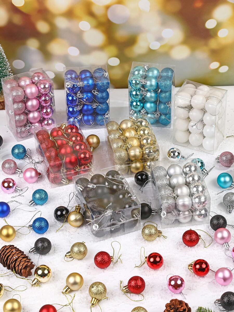 24pcs/Set 1.18inch Mini Shatterproof Christmas Balls, Creative Home Decor Christmas Ornaments, Christmas Tree Hanging Pendants, Christmas Decorative Hanging Balls For Holiday Party, Christmas Party, Room Decor, Scene Decor, Festival Decor, Home Decor, Holiday Decor, Party Favors, Room Decor, Window Decor, Bedroom Decor, Home Decoration, Fun Christmas Party Decorations, Merry Christmas, Happy New Year, Christmas Gifts, Christmas Decorations Winter Christmas Decorations Home Christmas Gifts Christmas Decor - Multicolor - View 1