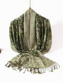 1pc Women's Fashion Multi-Color Cashew Scarf, Classic Paisley Pattern Headscarf & Shawl, Silky Cashmere Accessory, Suitable For Daily Wear, Beach Cover-Up, Holiday Gift, Air-Conditioned Room, All Seasons - Light Green - View 16