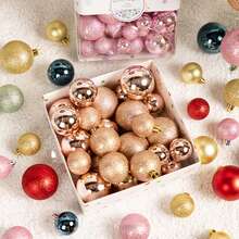 44 Stück/Box Weihnachtskugeln, kugelförmige Dekorationen. Weihnachtsbaum Zweig Dekor Kugeln, funkelnde Kugeln für Partys, Hängedekoration für Tür und Fenster. Für Weihnachten, Heim-Party Dekoration, Heim-Dekoration, Weihnachtsdekorationen, Raumdekoration, Winter