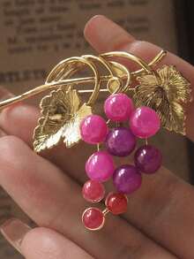 1pc Niche Fruit Grape Brooch, Lightweight Luxury Accessory Suitable For Daily Wear And Vacation - Multi-color Grape Brooch - View 3