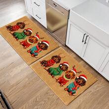 1pc Christmas Pet Pattern Printed Floor Mat, Christmas Dog Imitation Wool Carpet, Strong Water Absorption, Easy To Clean, Suitable For Home Decoration, Farmhouse, Porch, Indoor, Room Decoration, Kitchen, Restaurant, Small Office/Home Office, Sink, Laundry Room, Floor Mat, Kitchen Mat, Non-Slip Mat.