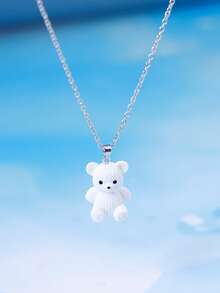 Uroczy naszyjnik z wisiorkiem w kształcie misia z kreskówki, kreatywna biżuteria dla studentów, naszyjnik w stylu hip-hopowym.