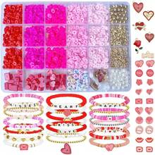 1 caixa com 24/18/15 compartimentos, contas de argila, pulseiras de casais da amizade, kit para fazer joias, pérola falsa, pingente de carta de amor em formato de coração e rosa de argila de polímero, carta de tartaruga marinha, concha de estrela do mar, estilo oceano, adequado como presente decorativo fofo para festa de fim de ano